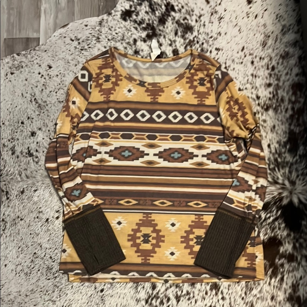 Tribal Print Long Sleeve Top